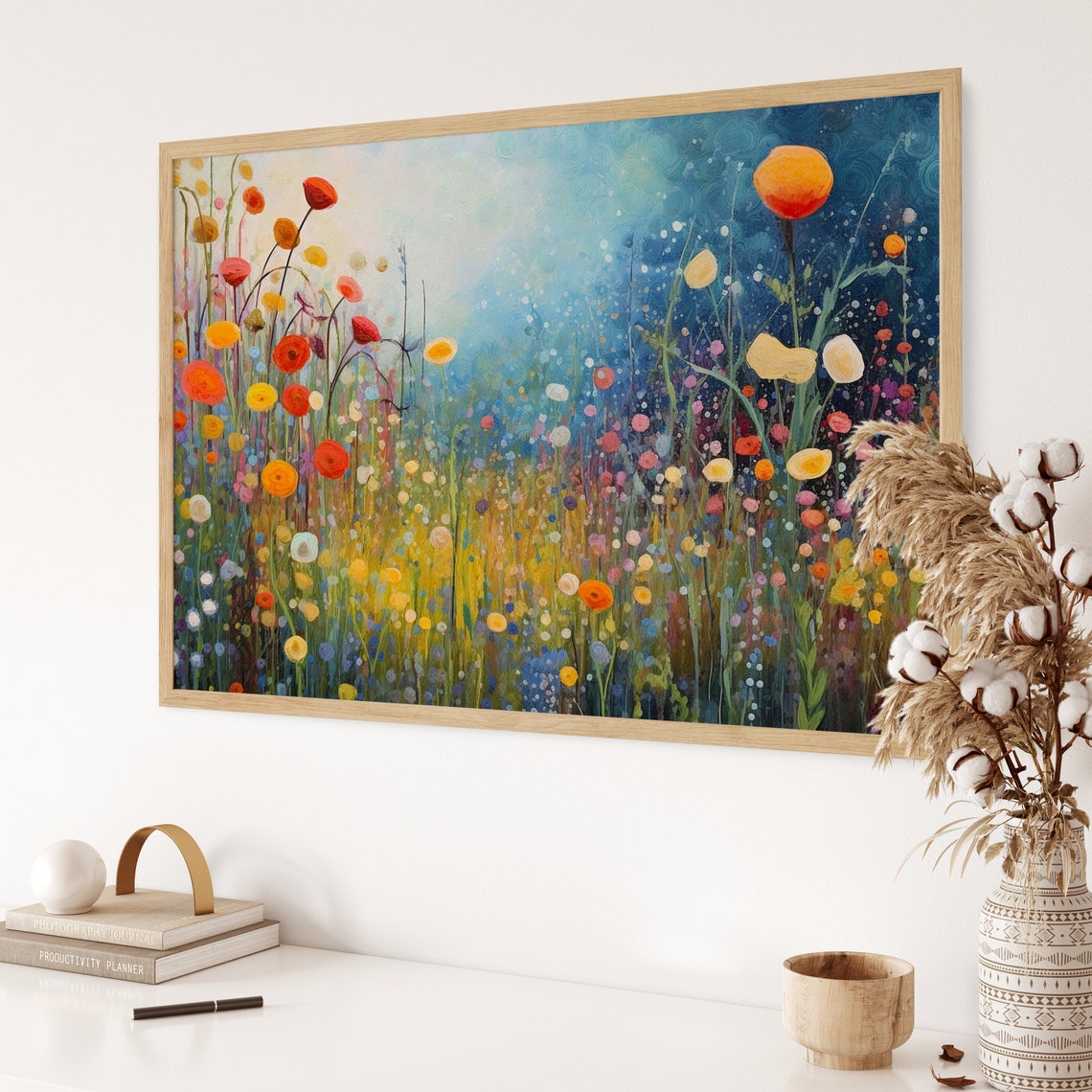 Colorful Wildflower Meadow Poppies Impressionist Flower Art Poster - Image 3