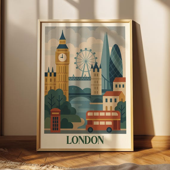 London Wall Art Print Minimalist Poster Printable Travel City Gift For Lovers