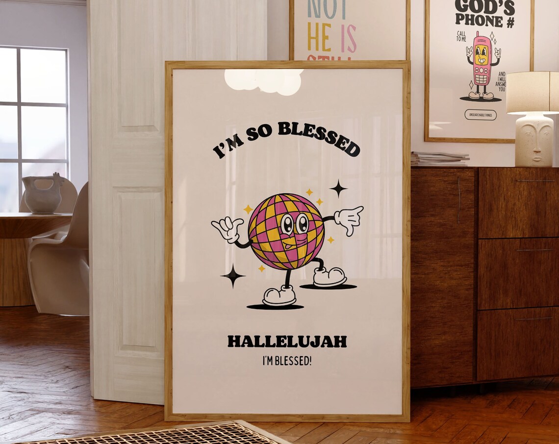 I'm So Blessed Retro Mascot Disco Ball Hallelujah Christian Poster