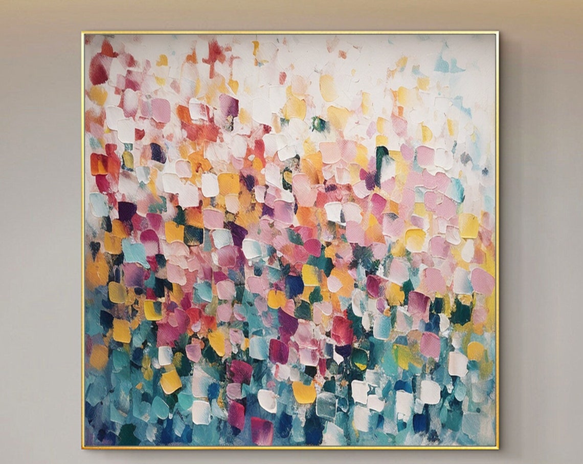 Soft Pastel Confetti Blocks in Playful Modern Abstract Poster