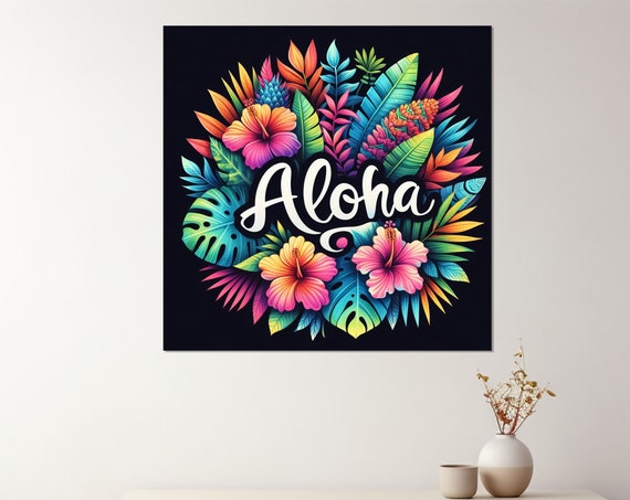 Aloha Art Colorful Hawaii Sign Print Aloha Wall Art Hawaiian Wall Art Aloha Poster Hawaii Print Framed And Ready To Hang