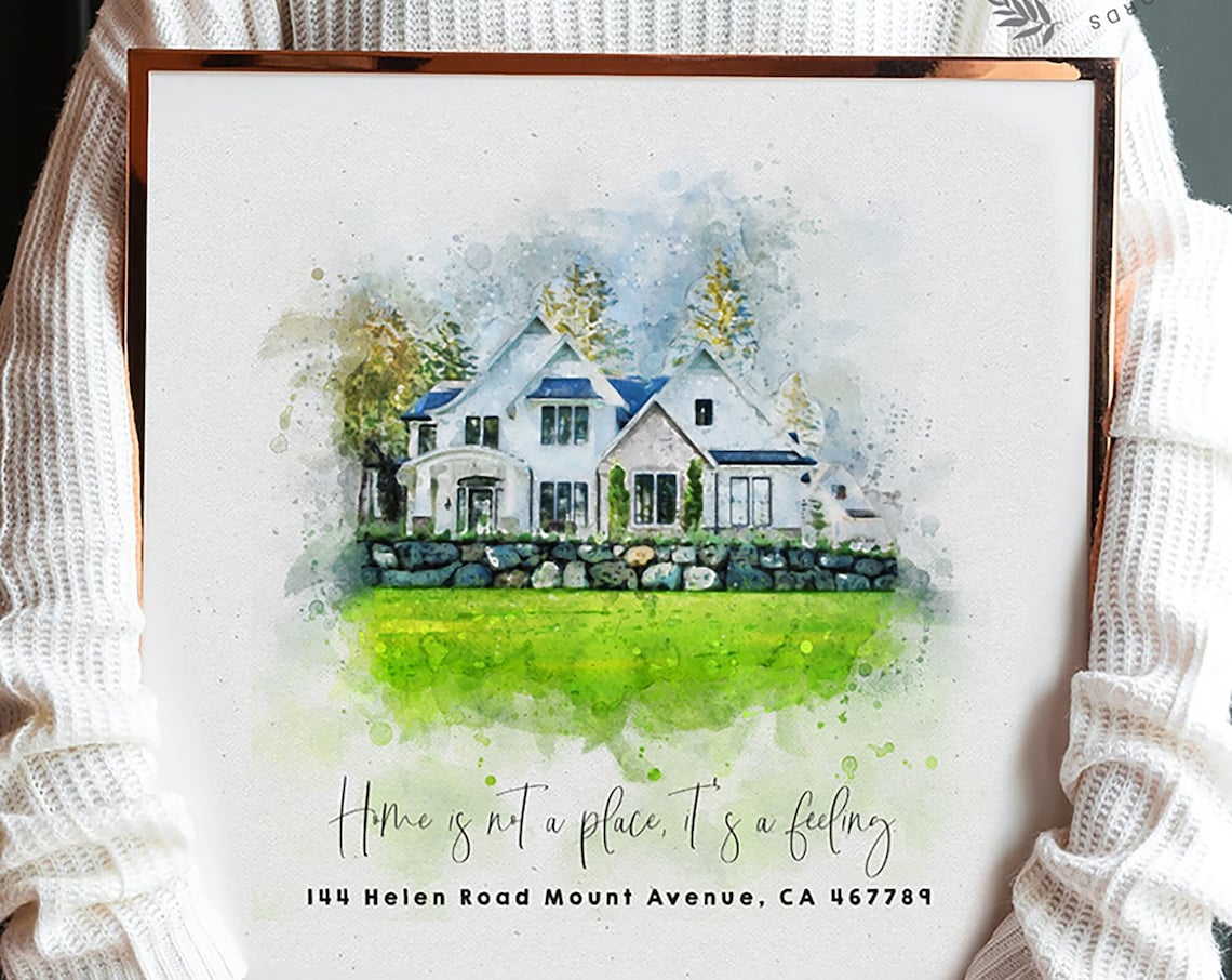 Personalized Watercolor House Portrait, New Home Art Print