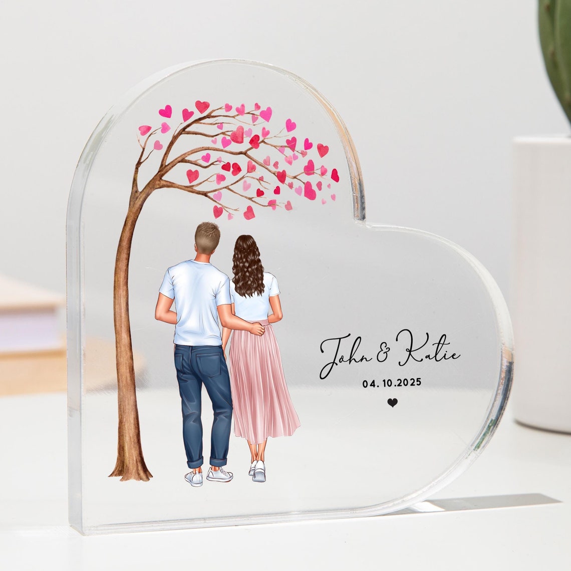 Personalized Engagement Date Couple Heart Tree Keepsake Poster