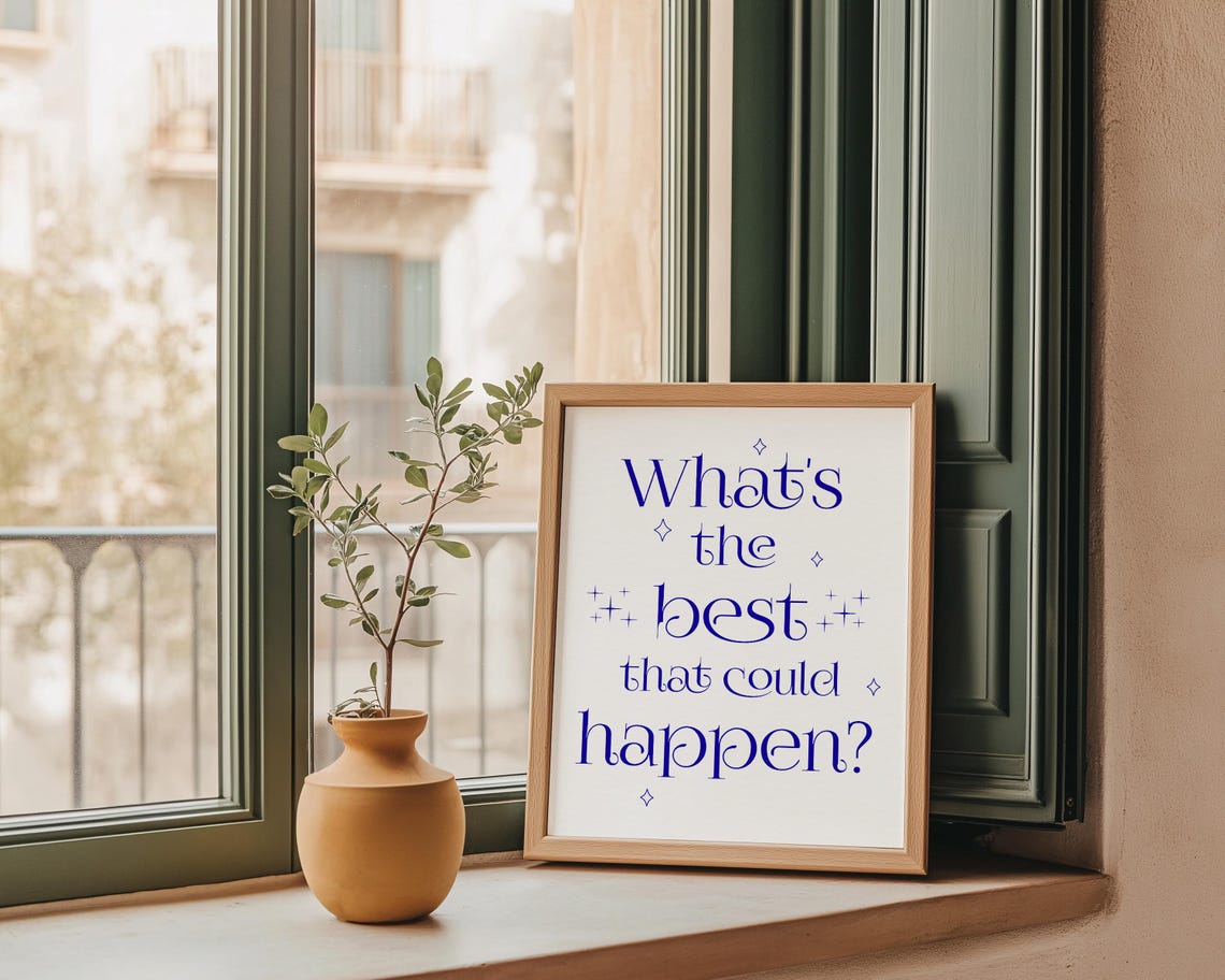 What's the Best That Could Happen Blue Text Sparkle Quote Poster - Image 3