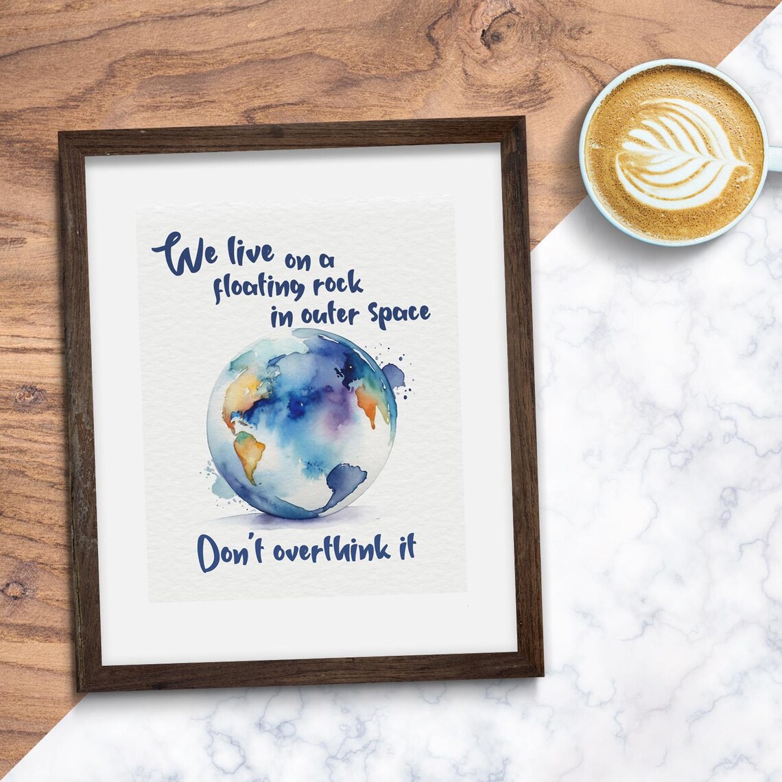 Don’t Overthink It Watercolor Motivational Quote Art - Image 3
