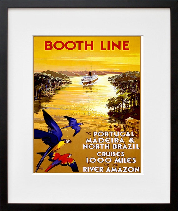 Amazon River Art Booth Line Travel Poster 1930s Portugal Print Tr109a