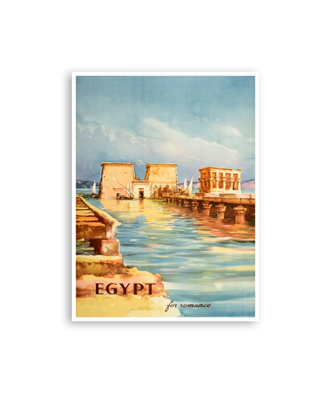 Egypt For Romance Philae Temple Water Reflection Travel Poster