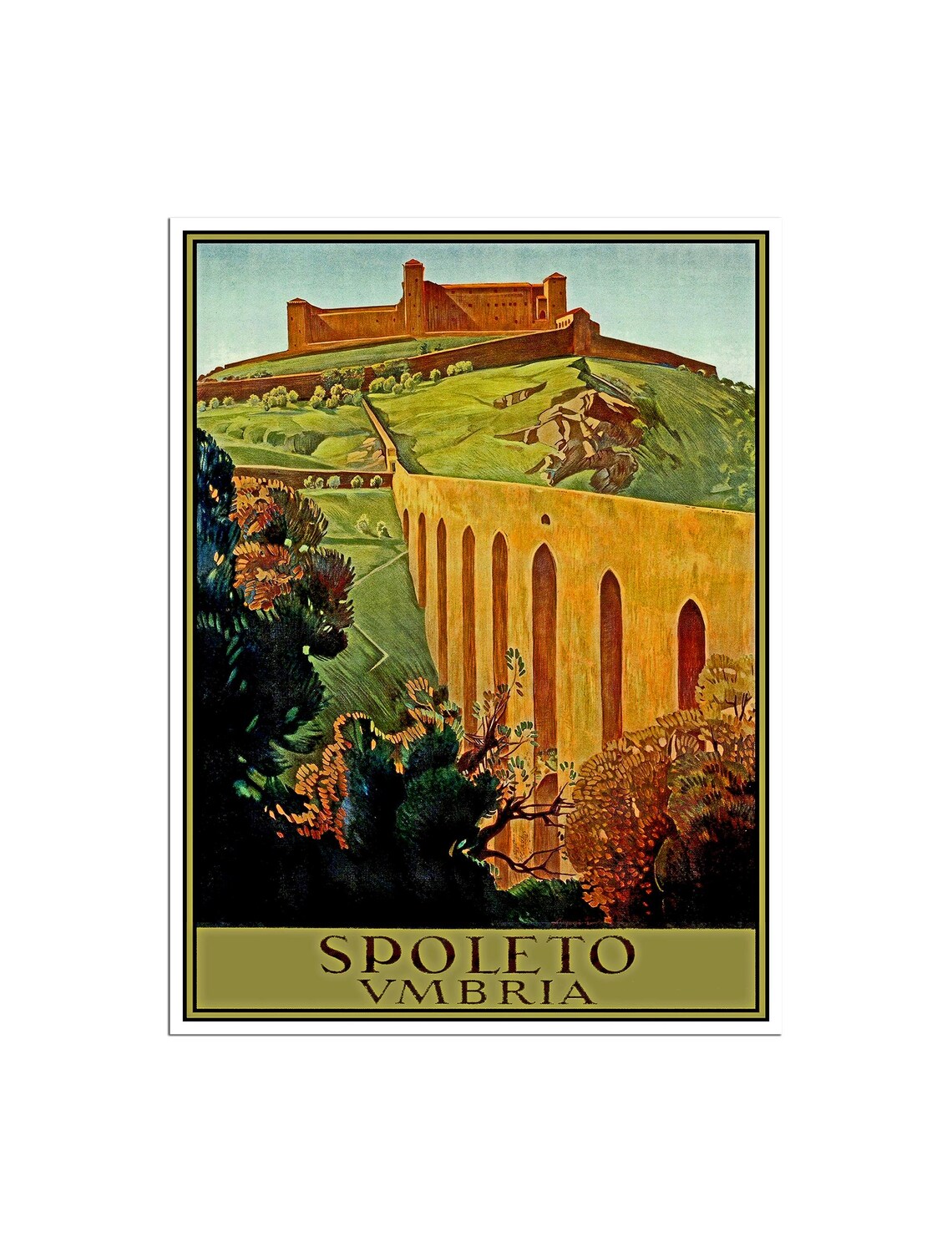 Italy Travel Print Poster, Umbria Wall Art
