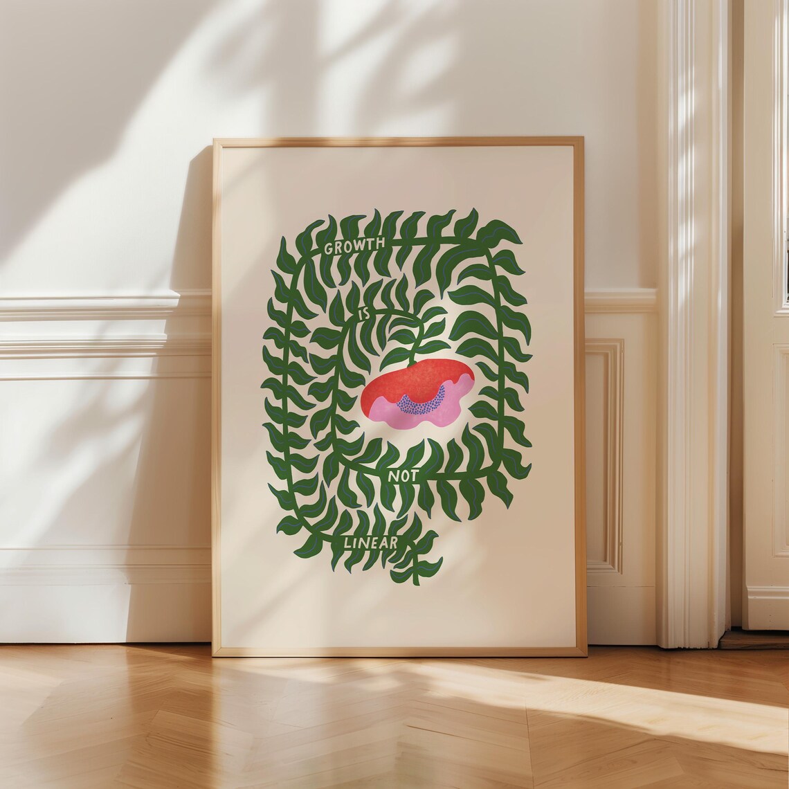 Growth Is Not Linear Quote, Botanical Art Print
