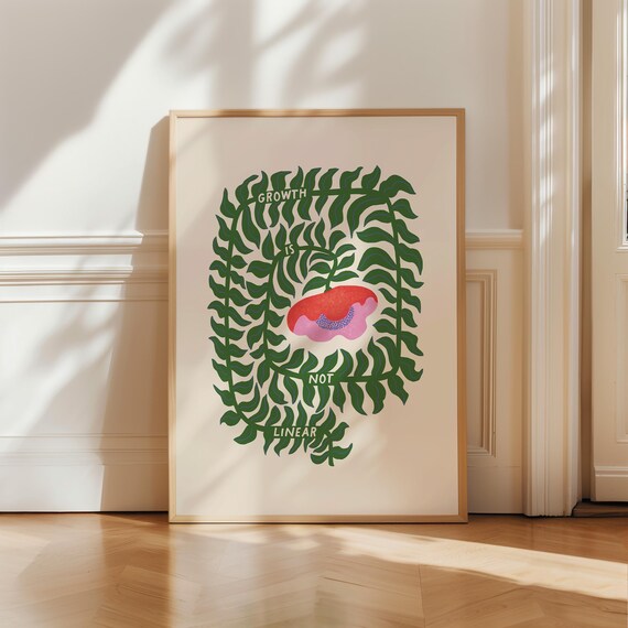Growth Is Not Linear Quote, Botanical Art Print