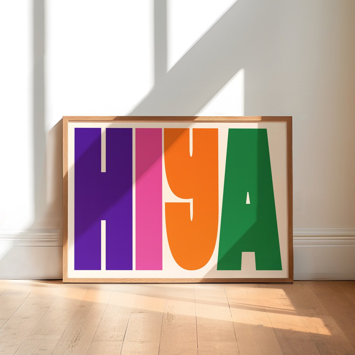 Hiya Multicolor Bold Letters Purple Orange Green Pop Art Poster - Image 2