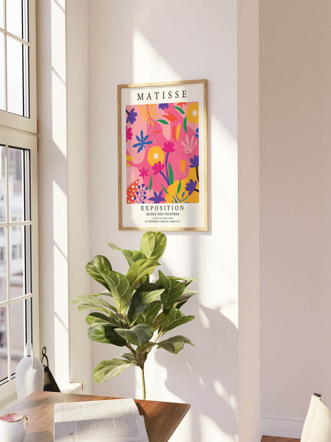 Matisse Exposition Poster Pink Tropical Cut Out Floral 1970 Gallery - Image 2