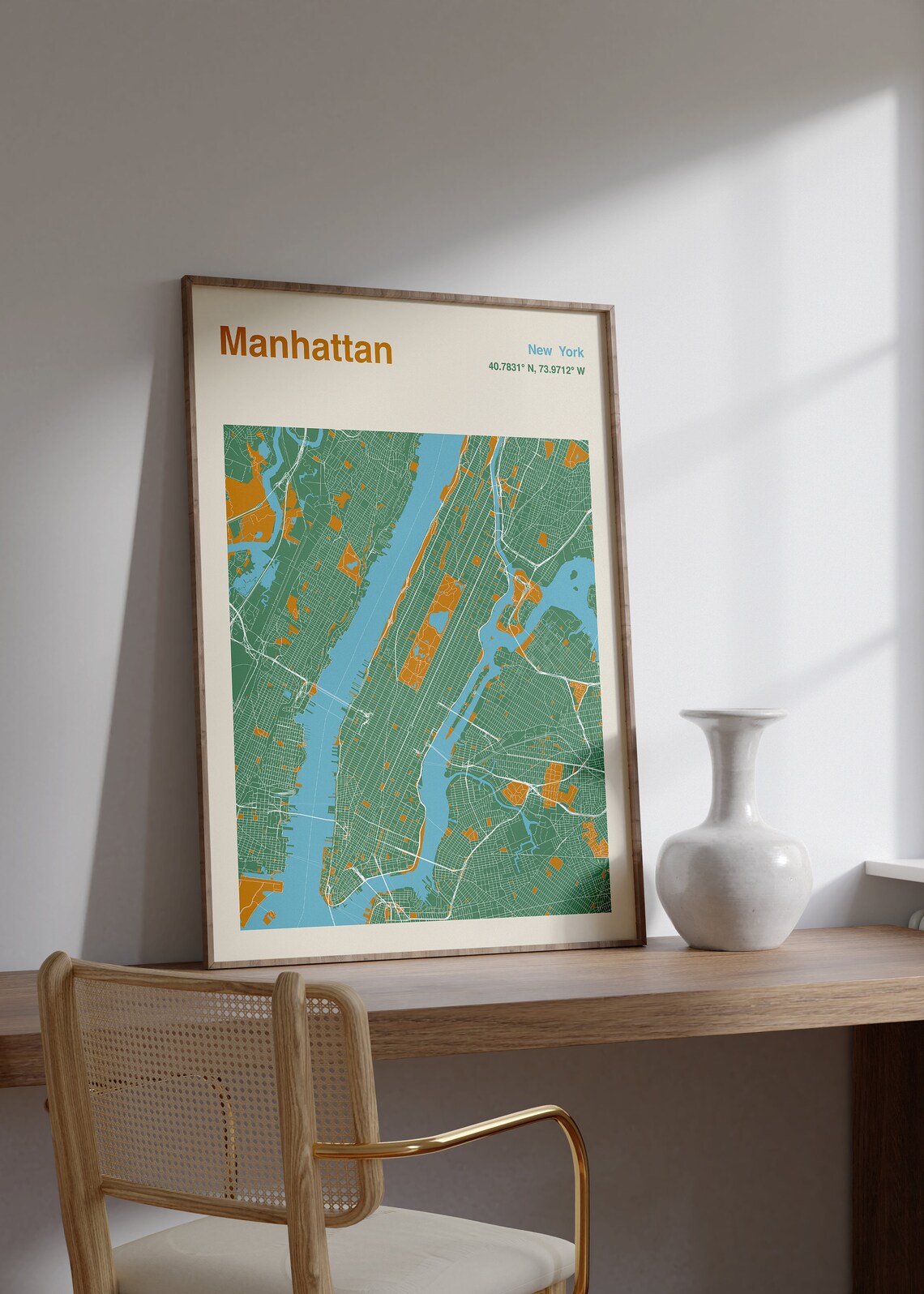 Manhattan New York Color Block City Map Modern Urban Art Poster - Image 2
