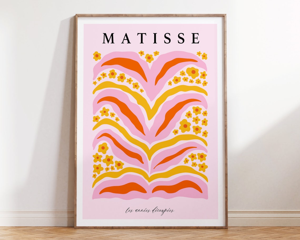Matisse Pink Cut Out Leaf Exhibition Poster Orange Yellow Botanical