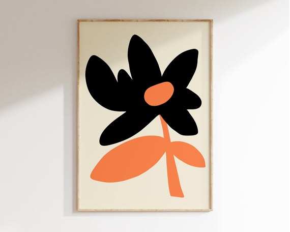 Abstract Flower Poster Mid Century Retro Flower Market Modern Flower Print Matisse Style Abstract Plant Contemporary Wall Art Il013