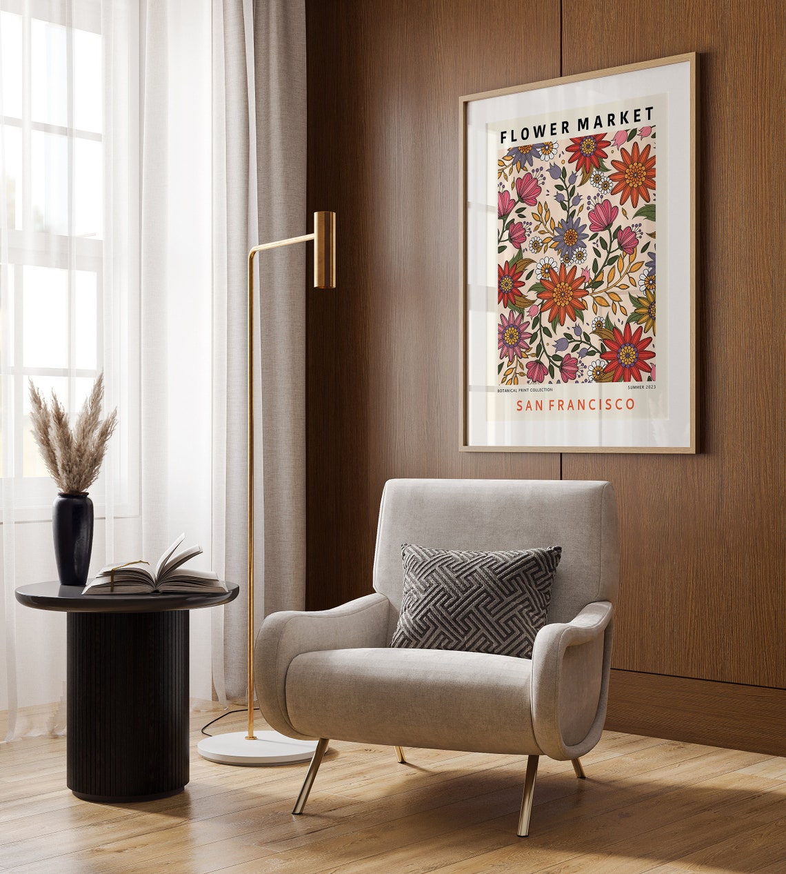 San Francisco Flower Market Summer Botanical Bold Art Poster - Image 3