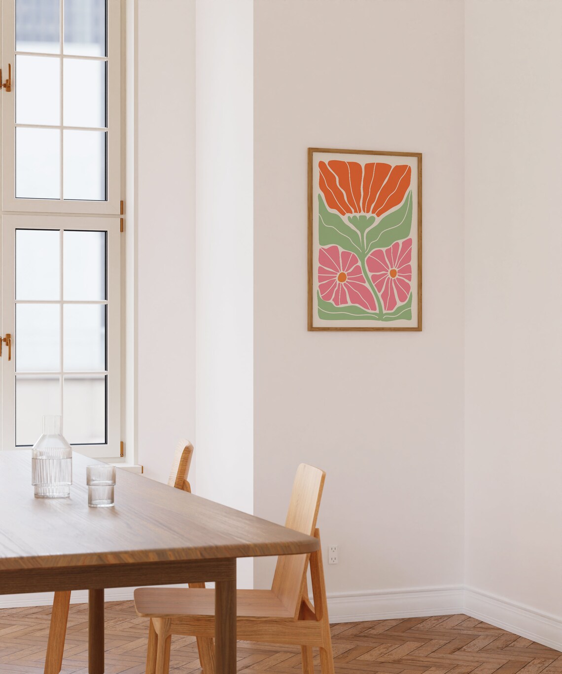 Abstract Flower Poster, Retro Boho Botanical Print - Image 2