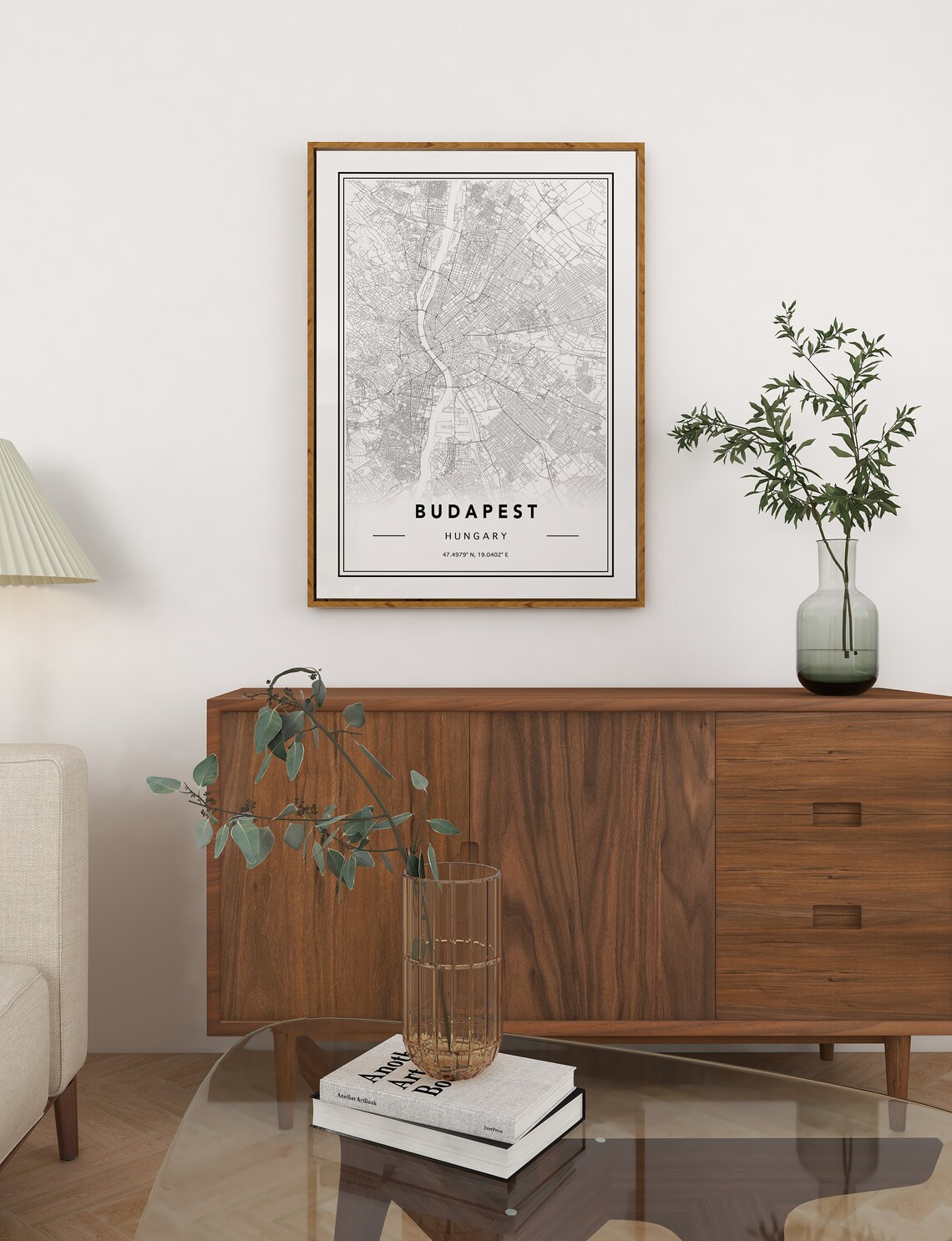 Budapest Hungary Classic Black and White Danube City Map Art Poster - Image 3