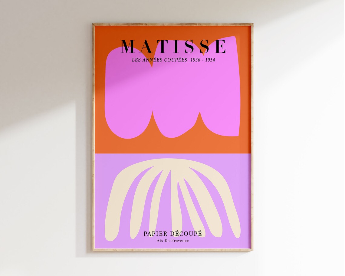 Matisse Papier Decoupe Bold Orange Pink Purple Abstract Shapes Poster