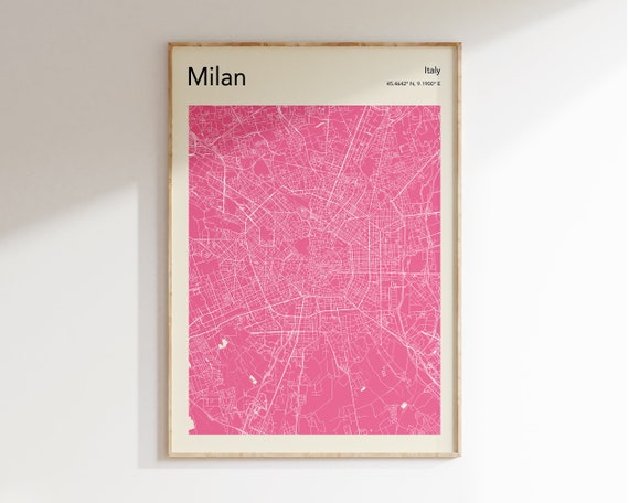 Milan City Map Poster, Pastel Custom Colour Map Print