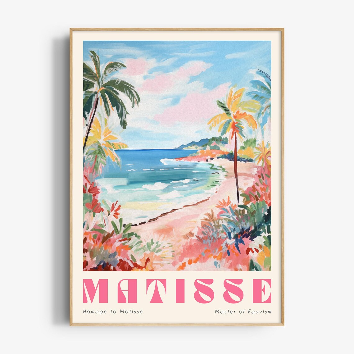 Matisse Homage Pastel Beach Painting Palm Trees And Sea Print - Image 4