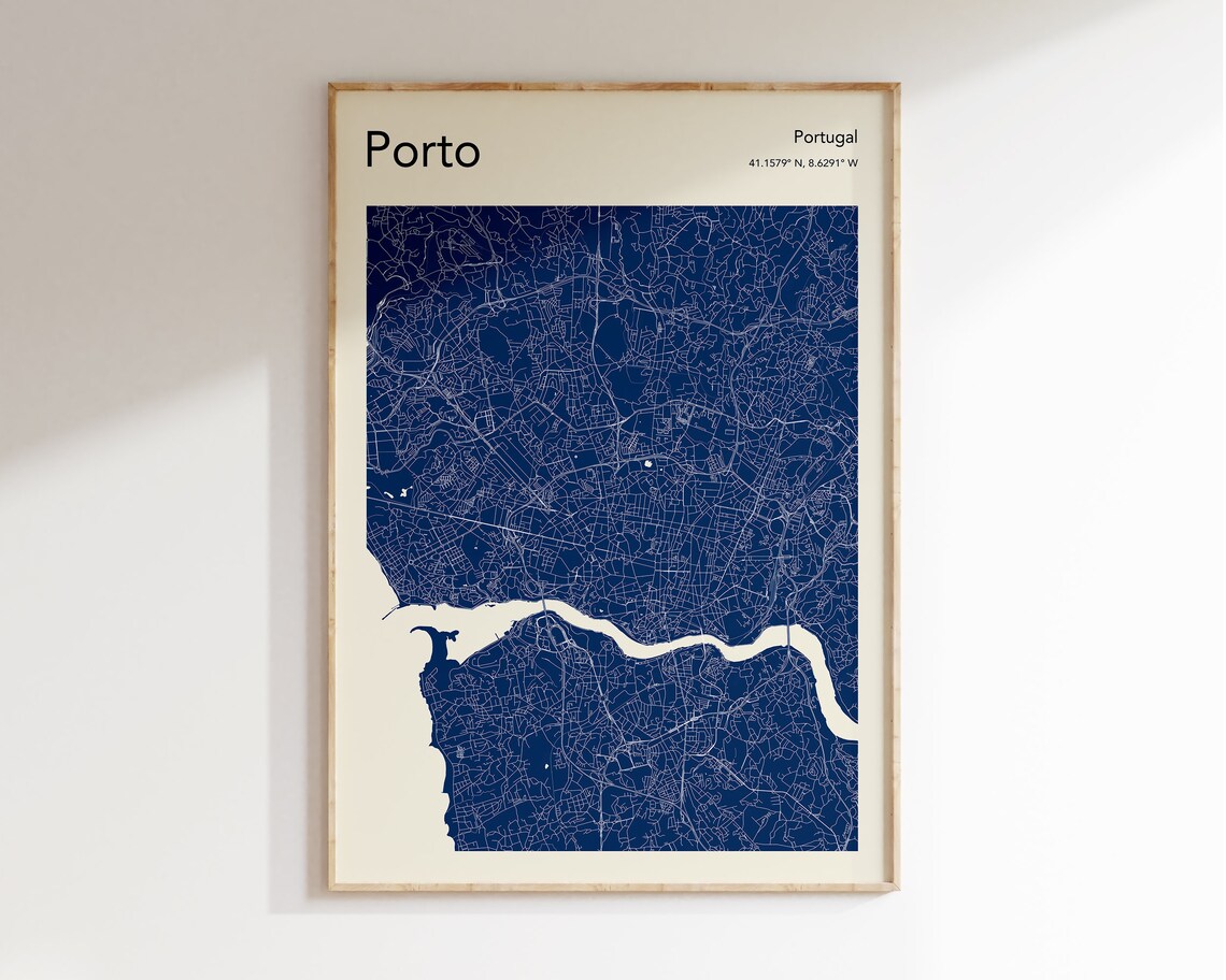 Porto City Map Poster, Colorful Portugal Travel Map