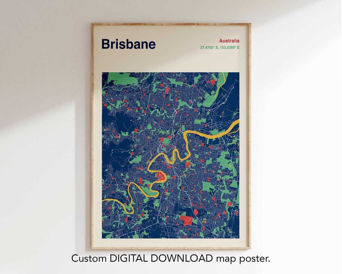 Custom City Map Poster, Modern Colour Design