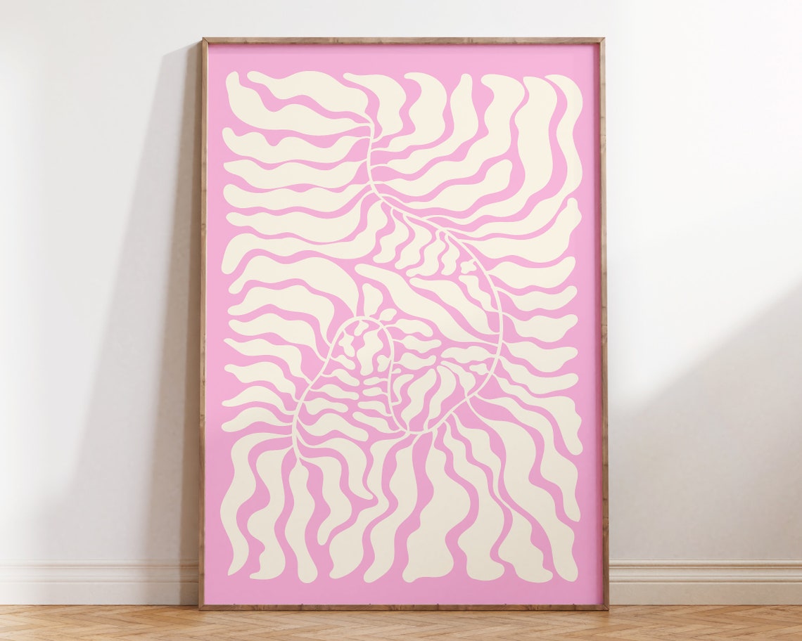 Pastel Pink Matisse Style Leaf Branch Cut Out Abstract Art Poster