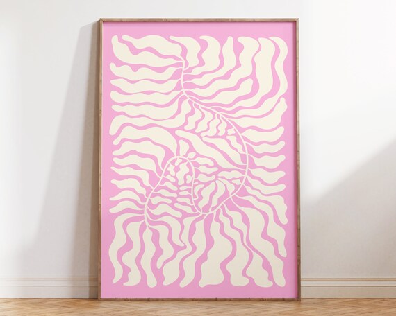 Pink Pastel Matisse Style Botanical Poster Pastel Floral Matisse Wall Art Danish Pastels Aesthetic Wall Art Pastel Abstract Poster Mp115