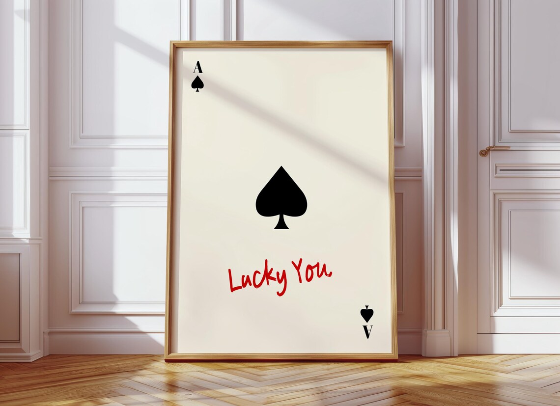 Ace Of Spades Playing Card Poster Lucky You Minimalist Card Art Design