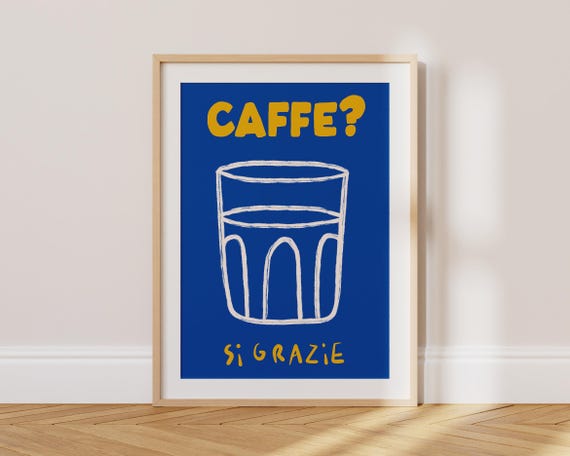 Minimalist Coffee Print More Colours Caffe Italian Art Print Mid Century Kitchen Poster Trendy Food Wall Art Food Doodles Ki146
