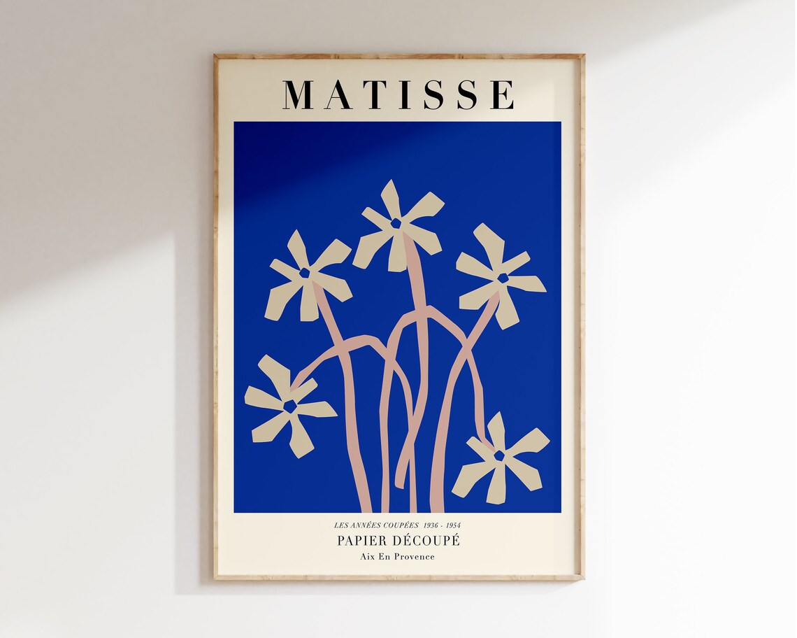 Blue Matisse Cut Out Flowers Poster Print
