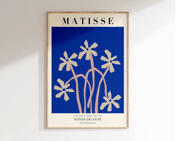 Blue Matisse Cut Out Flowers Poster Print