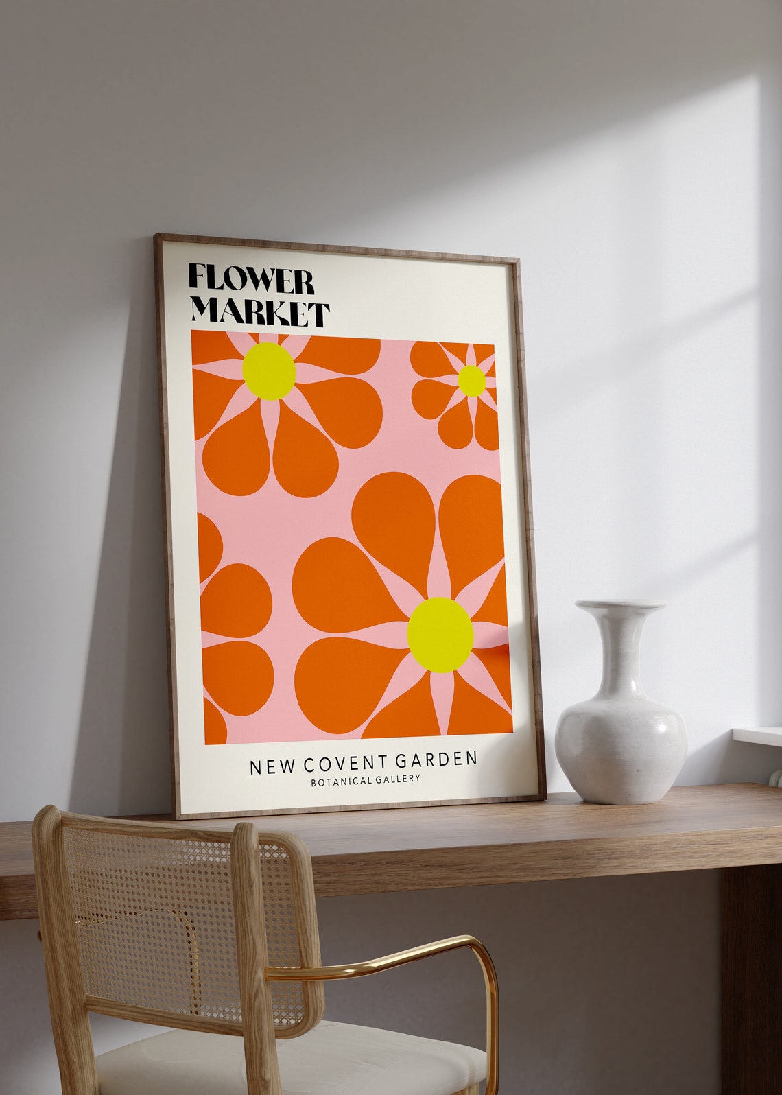 Flower Market Art Print Flower Market Poster Flower Power Wall Art Retro 70s Flower Market Flower Market Print Retro Flowers F035 - Image 2
