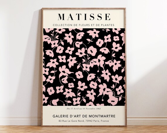 Black Pink Floral Matisse Poster Flower Market Poster Matisse Exhibition Poster Abstract Flowers Art Print Mp088