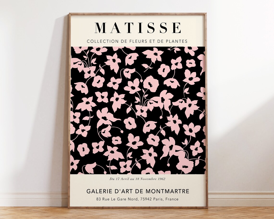 Matisse Black Pink Floral Cut Out Exhibition Poster 1962 Gallery