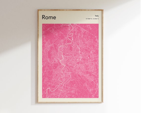 Rome Italy Map Print, Colourful Travel Poster