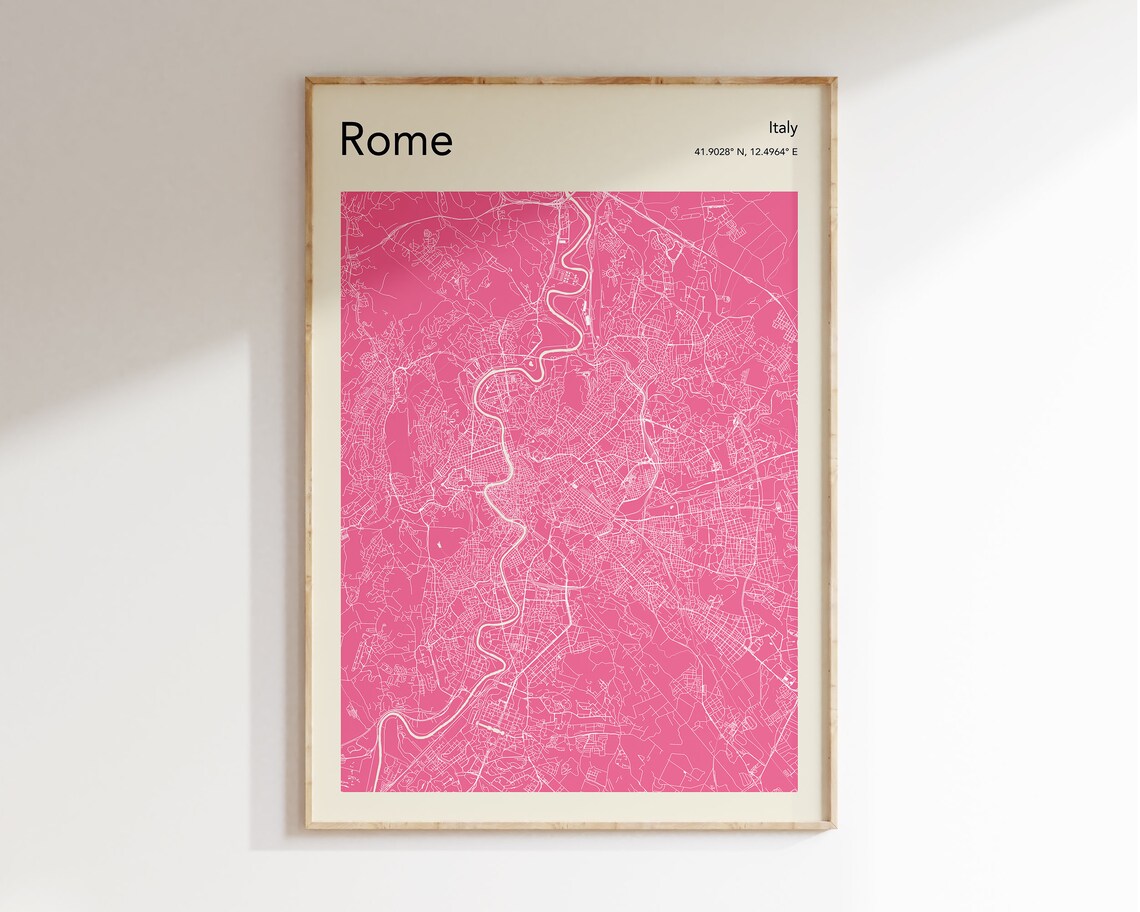 Rome Italy Map Print, Colourful Travel Poster