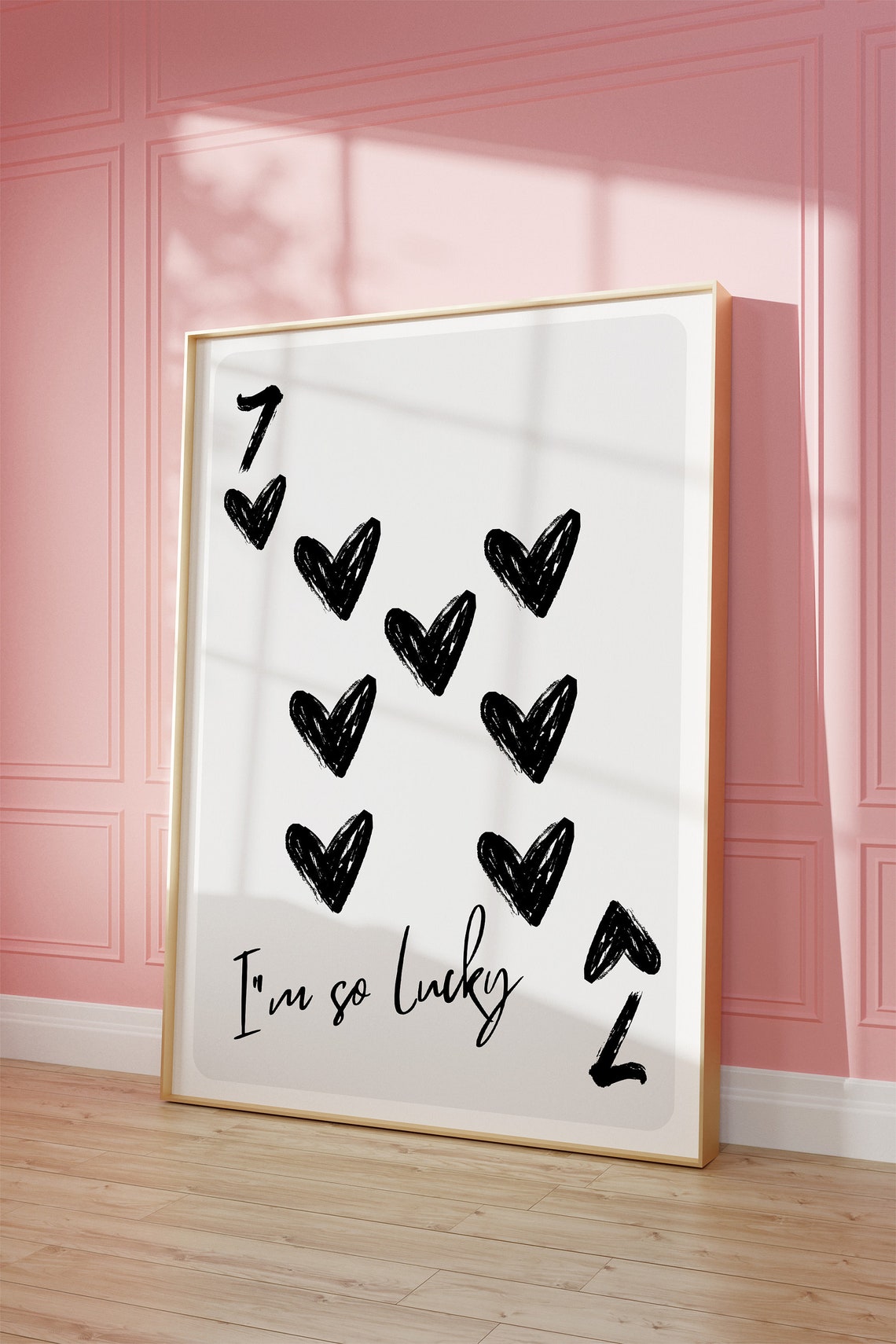 Lucky Girl Syndrome Wall Art Print Trendy Lucky You Poster 7 Of Hearts Print Trendy Retro Wall Art Aesthetic Print Playing Card Poster - Image 3