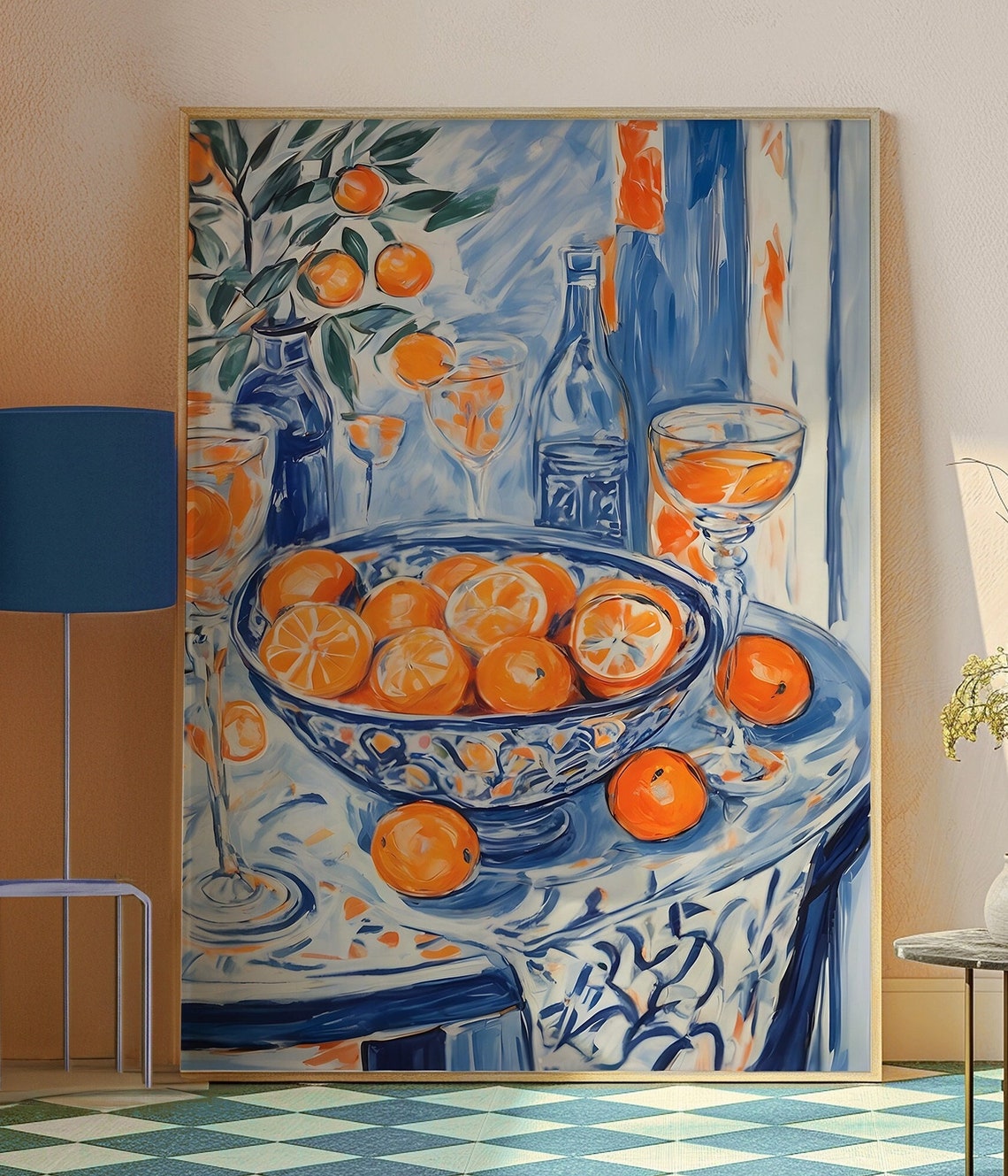 Blue and Orange Citrus Still Life Matisse Inspired Abstract Poster - Image 3