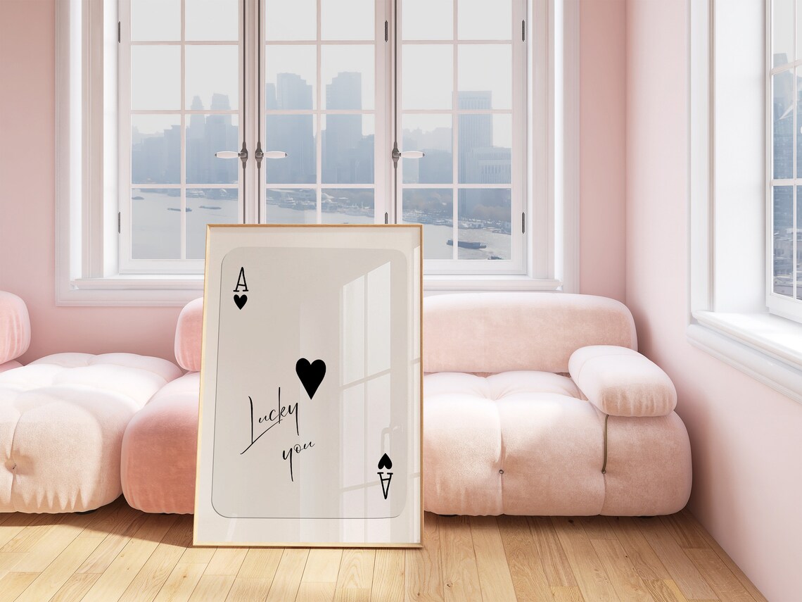 Ace Of Hearts Lucky You Retro Wall Art Poster - Image 3