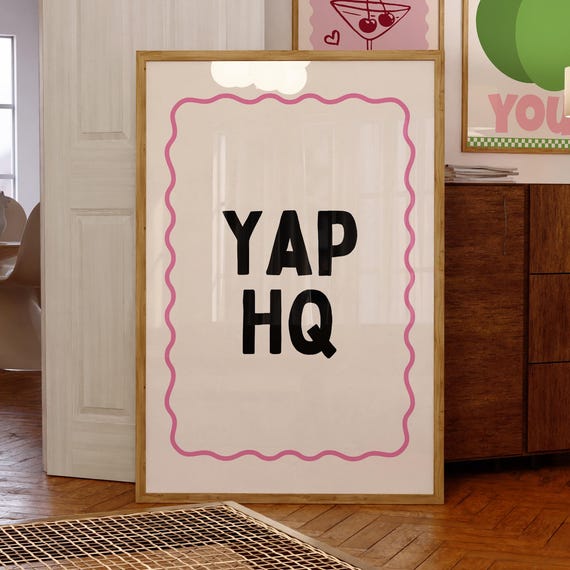 Yap Hq Poster Bold Retro Wall Art Print Funky Decor For Home Office Or Studio Cool Vintageinspired Typography