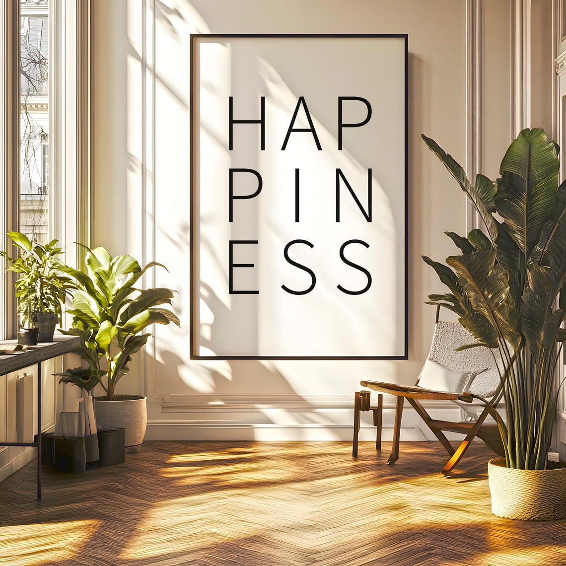Happiness Bold Split Letter Typography Modern Statement Poster - Image 6