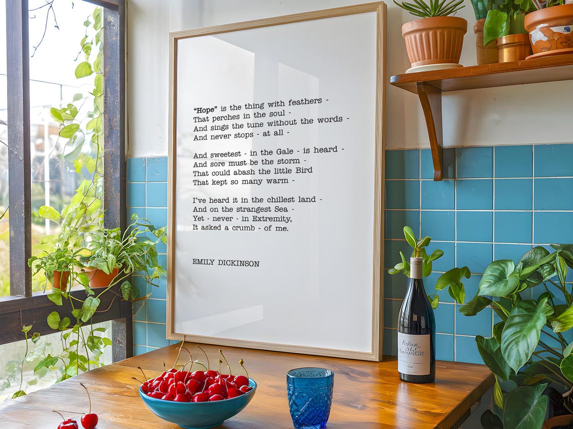 Emily Dickinson Hope Is the Thing with Feathers Classic Poem Poster - Image 3
