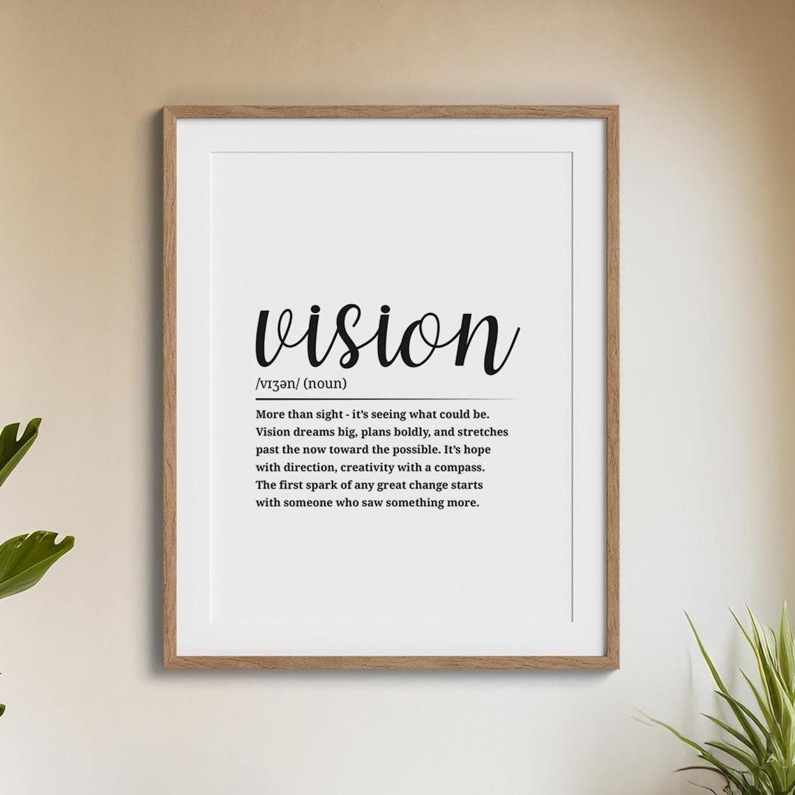 Vision Dictionary Definition Inspirational Dream Big Wall Art