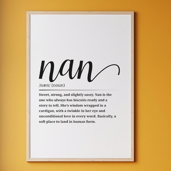 Nan Dictionary Definition Sweet Gift For Grandma Family Wall Art