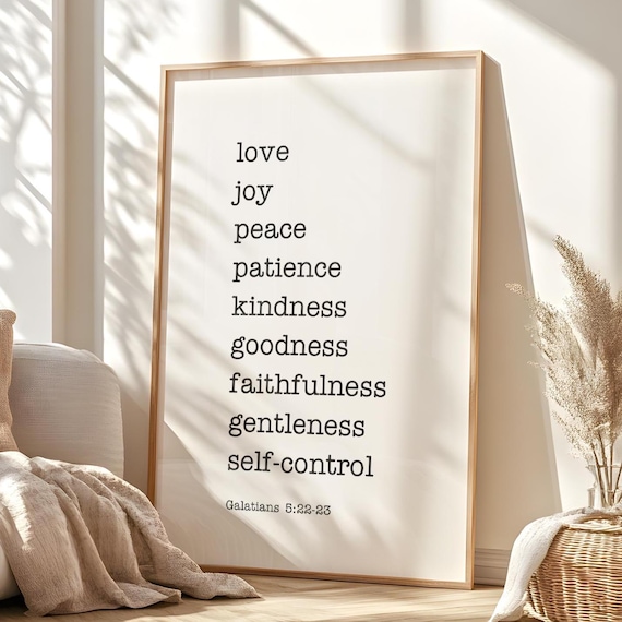 Fruits Of The Spirit Galatians 5:22-23 Bible Verse Typography Poster