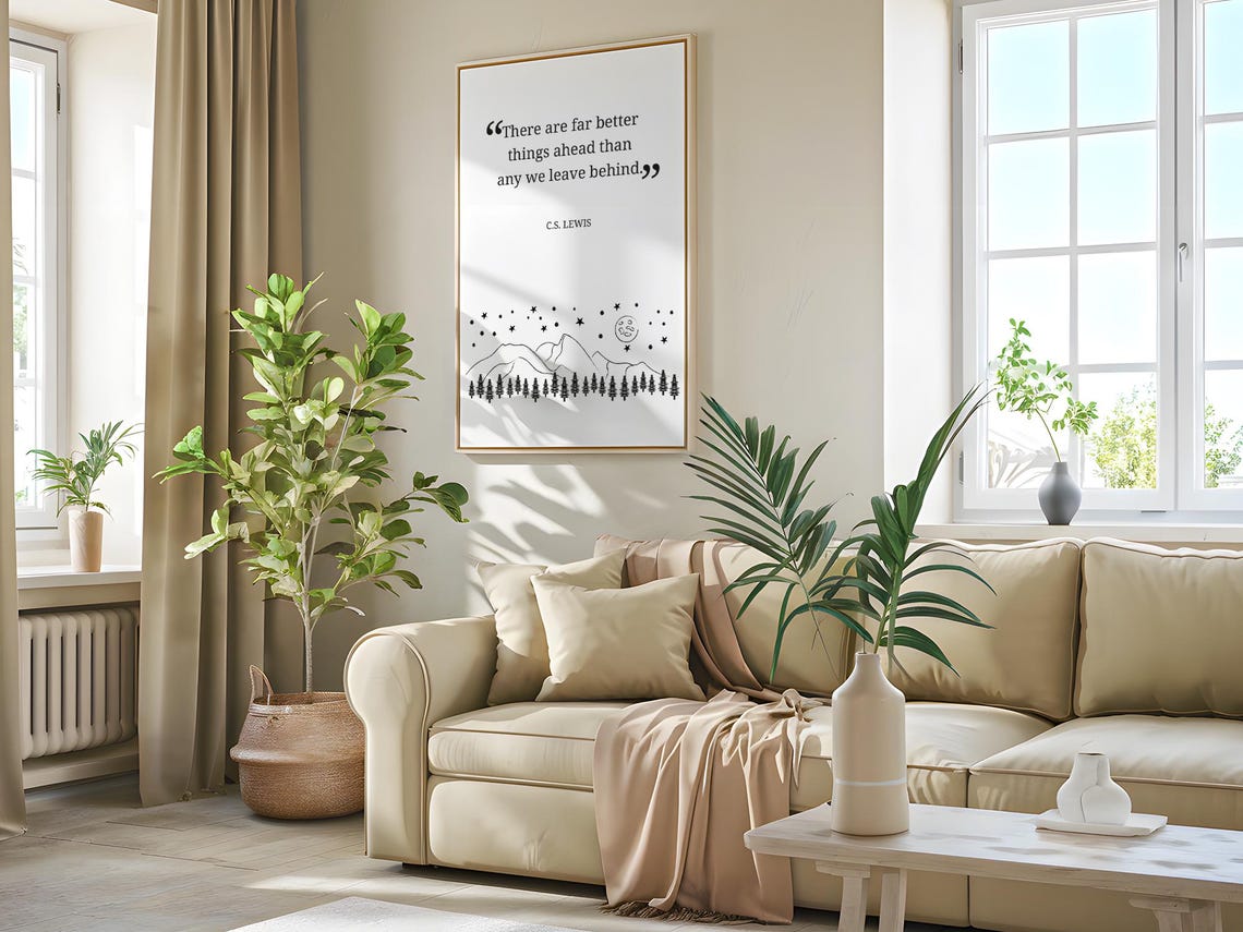 CS Lewis There Are Far Better Things Ahead Mountain Scene Quote Poster