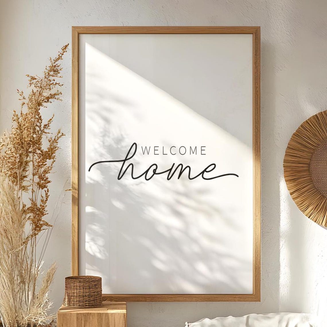 Welcome Home Script Lettering Warm Entryway Quote Modern Poster