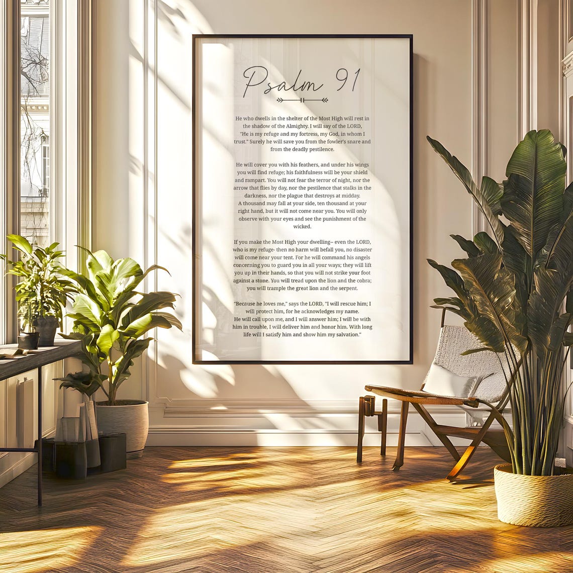 Psalm 91 Full Text Shelter of the Most High Elegant Scripture Poster